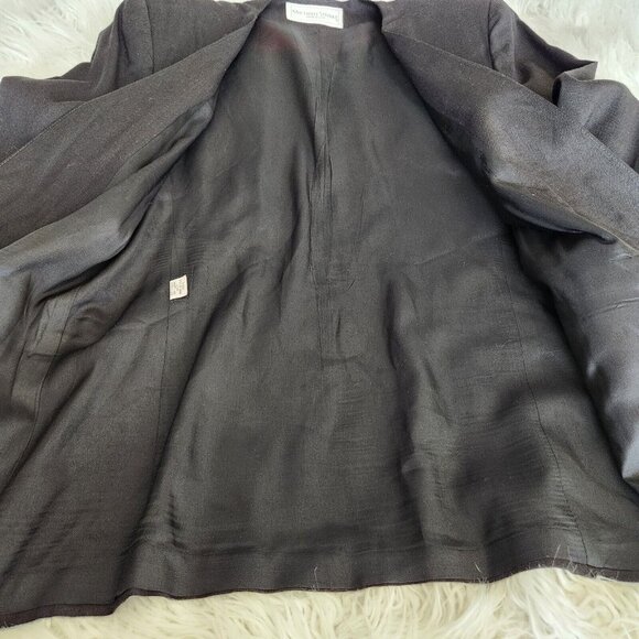 MICHELLE STUART Women size 6 Black Linen‎ Blazer Double Breasted Made in USA - Picture 12 of 16